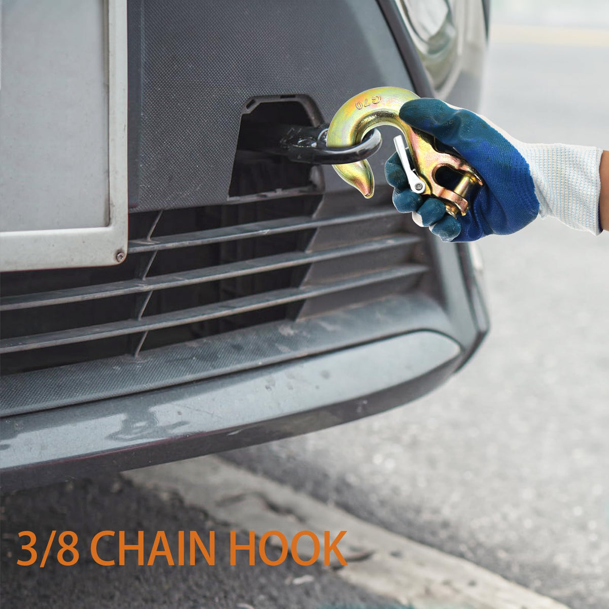 6 Pack 3/8 Inch G70 Forged Steel Clevis Slip Hook with Safety Latch H1812