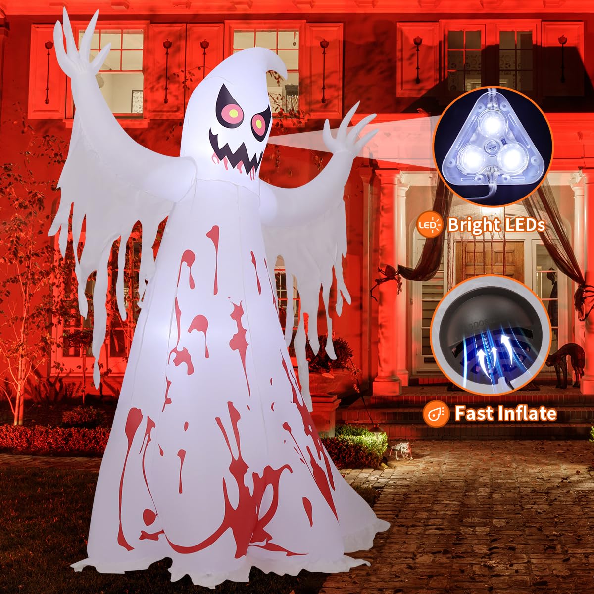 8.2 FT Inflatable Ghost with LED Lights W99822