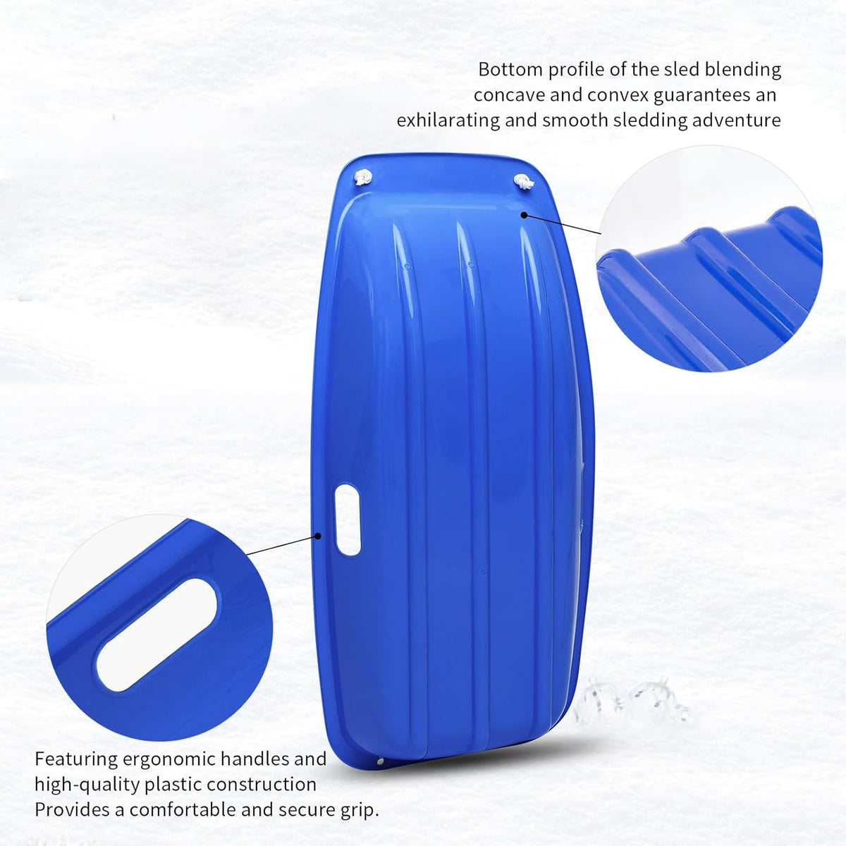 35 Inch 2-Person Plastic Snow Sled with Pull Rope I56436