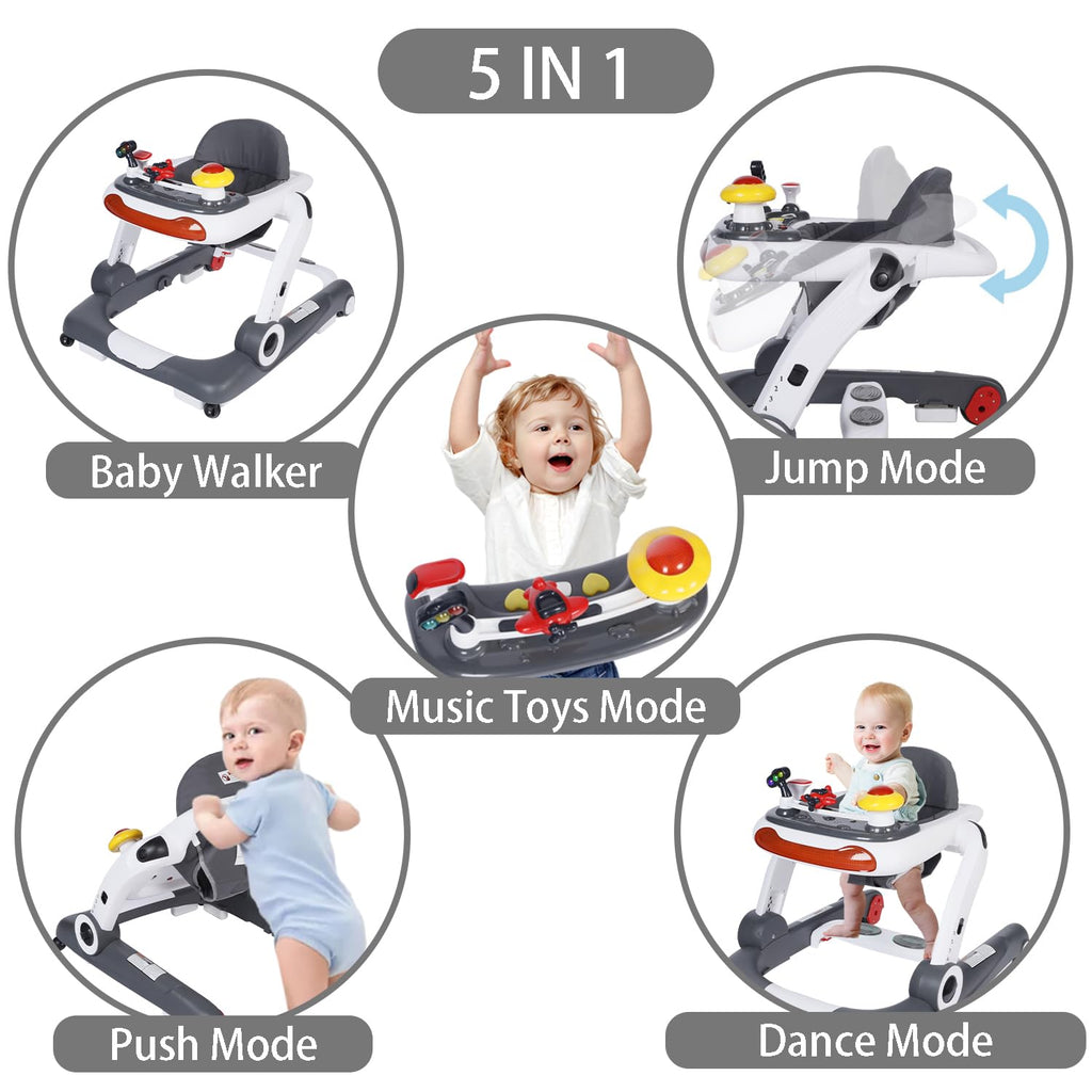 5 in 1 Baby Activity Walker with Wheel, Music & Lights N745168