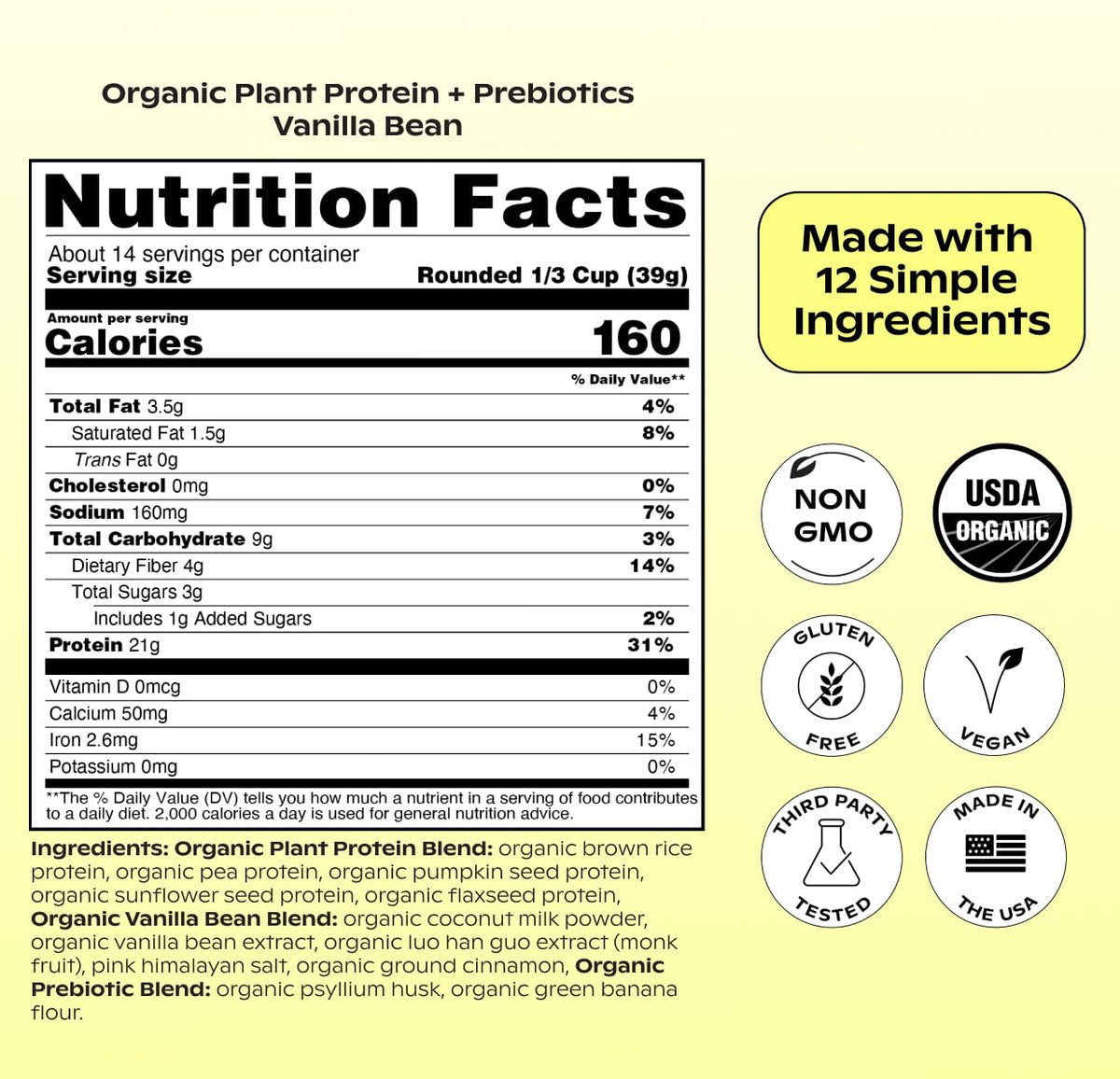 Vanilla Plant Protein 21g 14 Servings Y467512