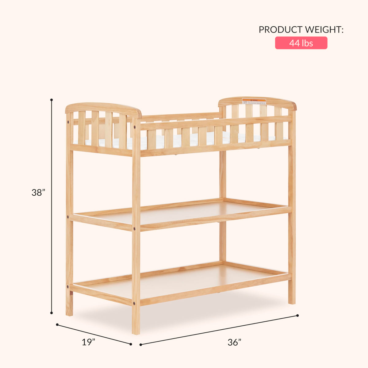 Compact Portable Pinewood Changing Table with Safety Rails G401