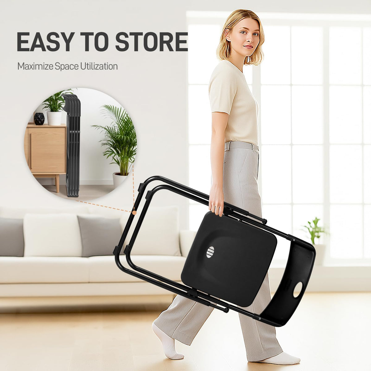 10 PCS Black Plastic Folding Chair T198422