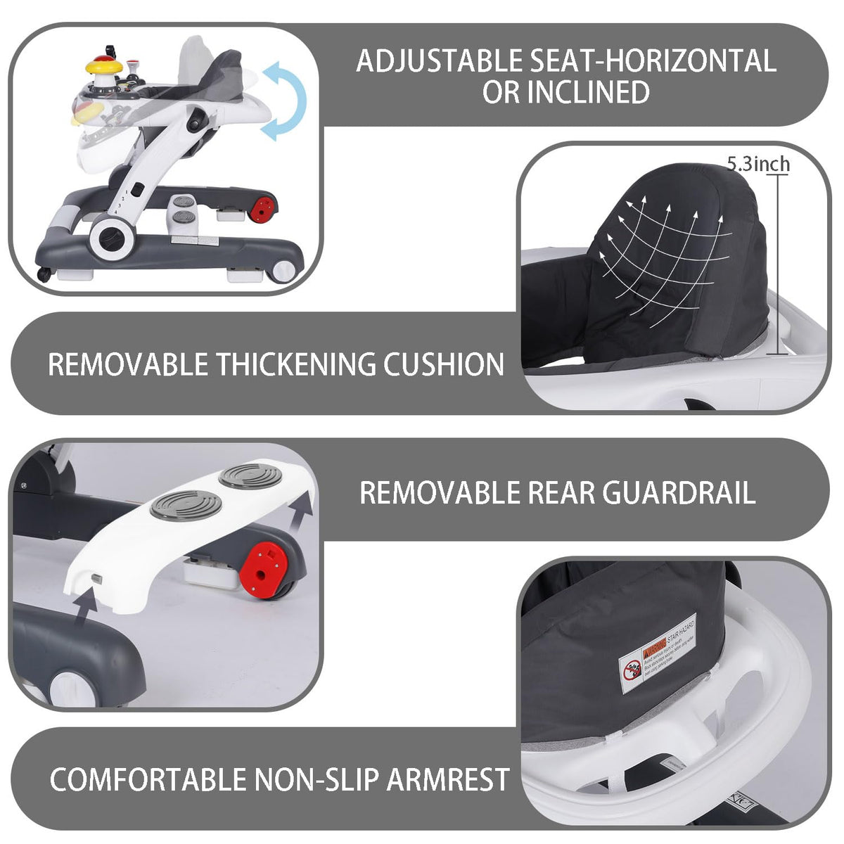5 in 1 Baby Activity Walker with Wheel, Music & Lights N745168