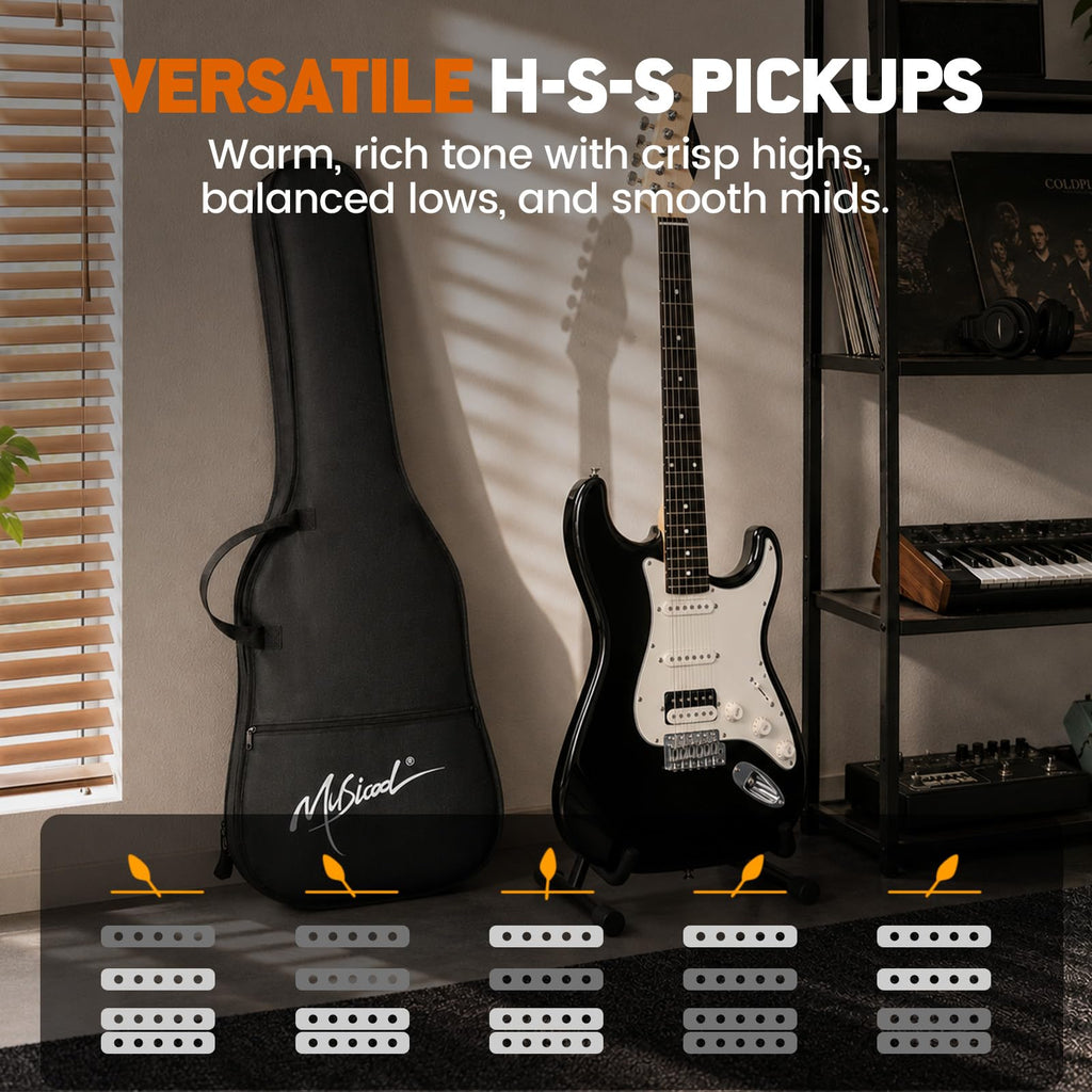 39" Beginner Electric Guitar Starter Kit with Amp Black R2692