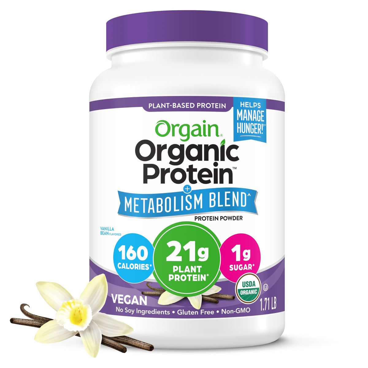 Organic Vegan Protein Powder Vanilla 1.71lb W188