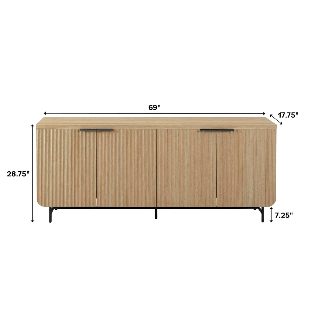 69 Inch Coastal Oak Sideboard Buffet W3267