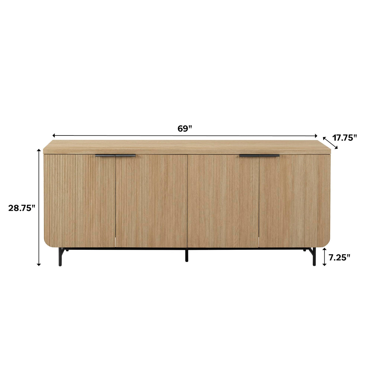 69 Inch Coastal Oak Sideboard Buffet W3267