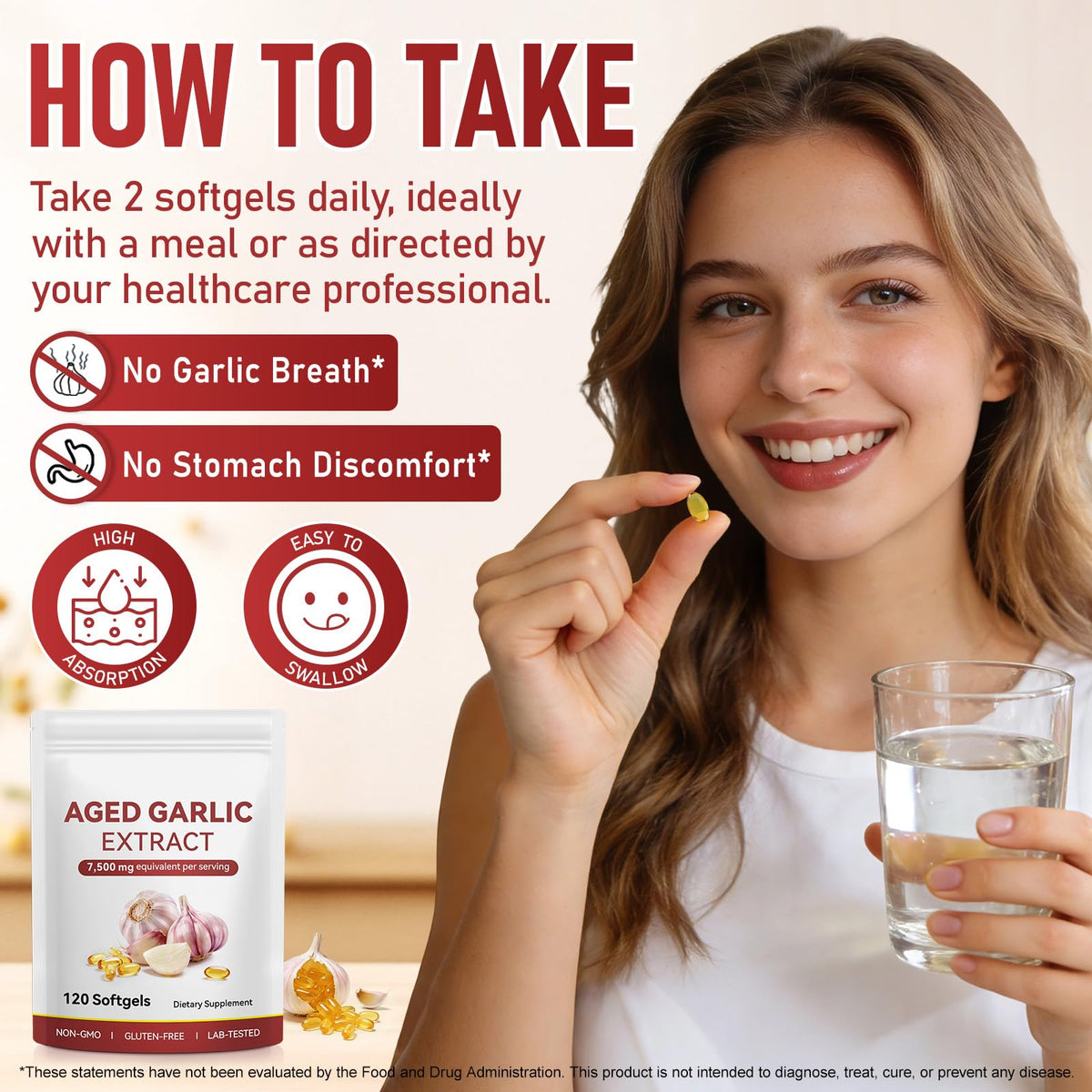 Aged Garlic Extract Capsules with Magnesium, Vitamin B1 & B9, 120 Count L4184