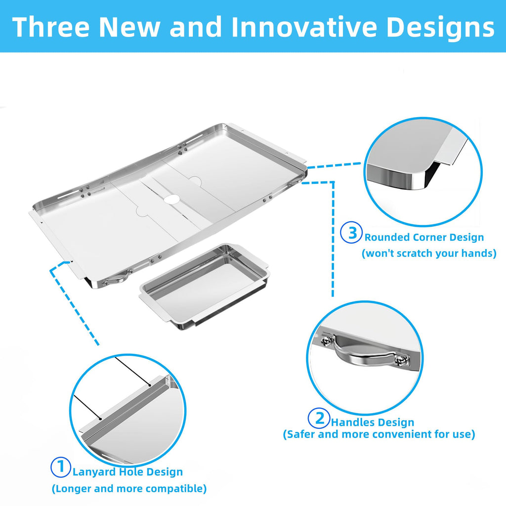 Adjustable Stainless Steel Grill Grease Tray with Catch Pan K884982