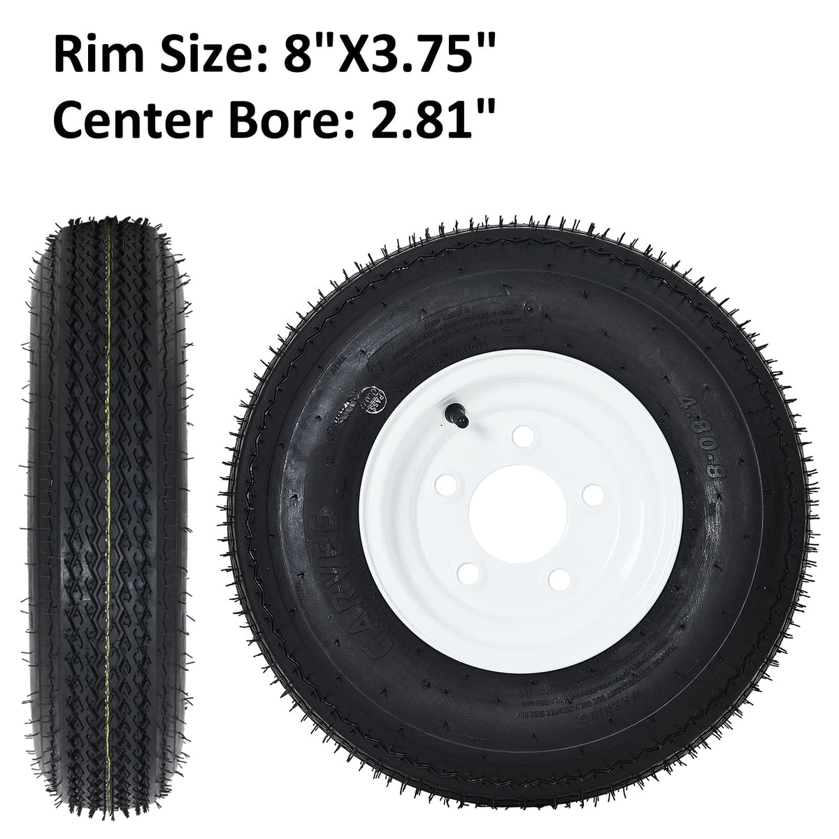 4.80-8 Trailer Tires on 8” White Rims 2-Pack X981090