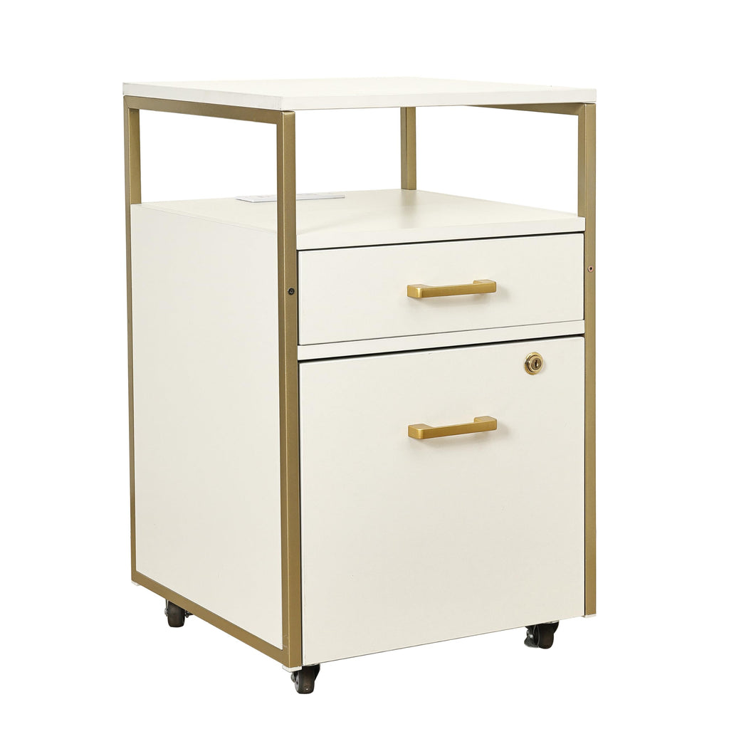 2 Drawer Rolling File Cabinet with Lock H1280