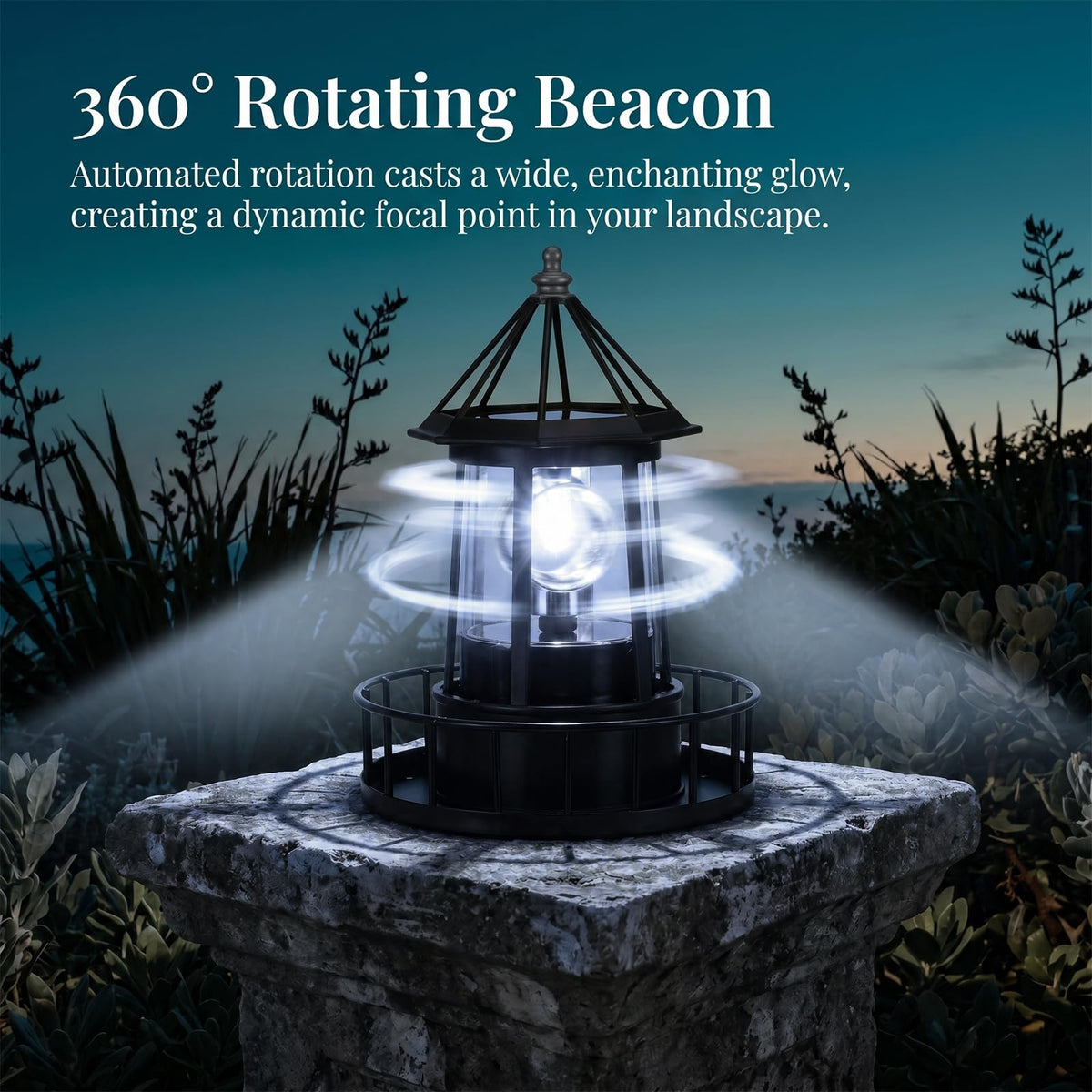 Solar Lighthouse Rotating LED Light IP65 Waterproof Outdoor Lamp X583208