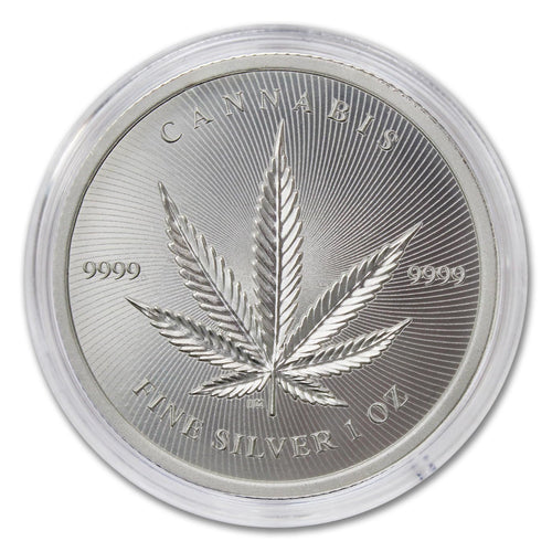 1 oz Silver Cannabis Coin Brilliant Uncirculated in Capsule T565126