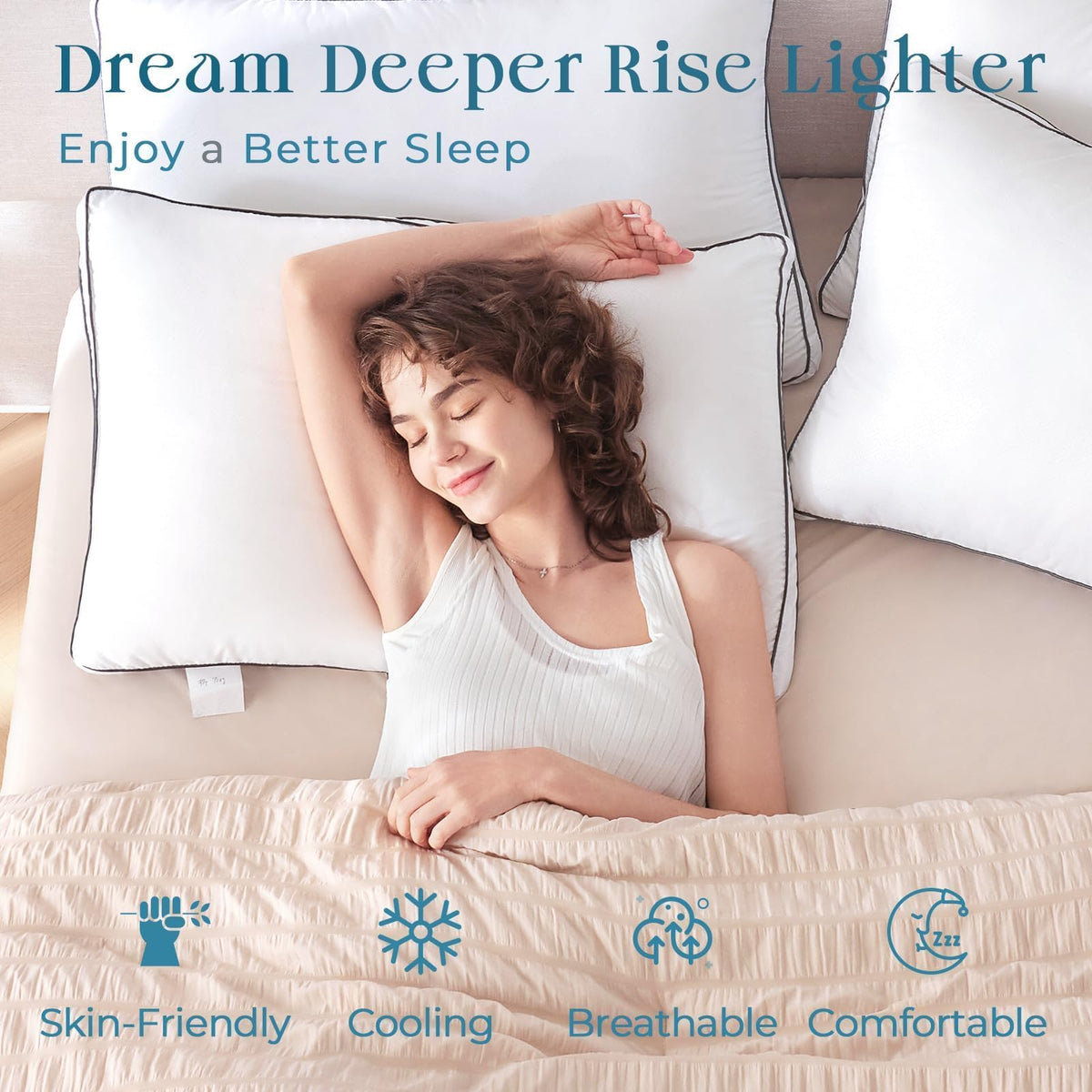 Queen Size Set of 2 White Gusseted Bed Pillows P567