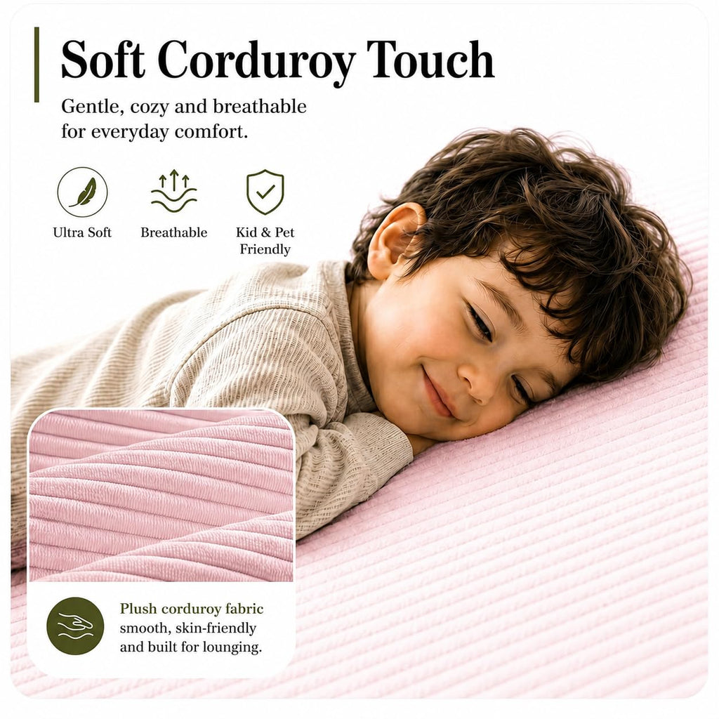 Folding Convertible Corduroy Sofa Bed King Size I138476