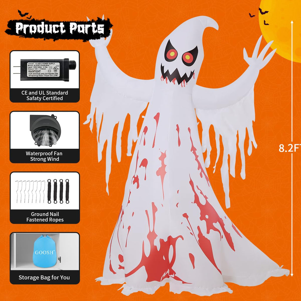 8.2 FT Inflatable Ghost with LED Lights W99822