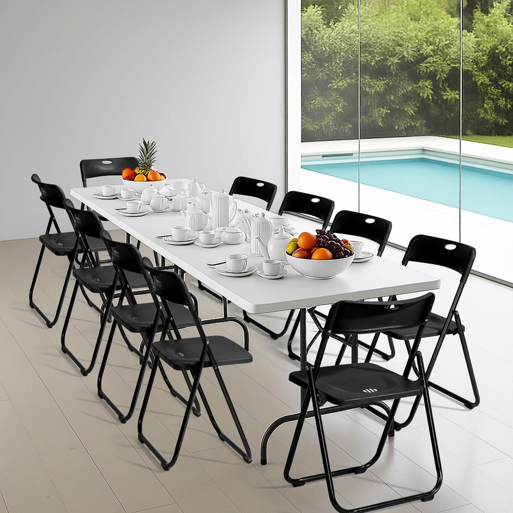 10 PCS Black Plastic Folding Chair T198422
