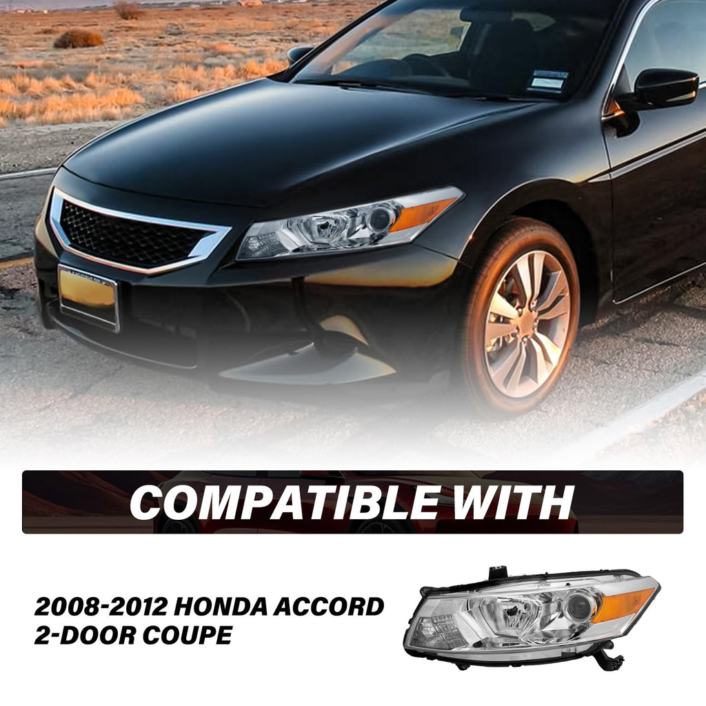 Headlight Assembly Replacement Chrome Housing with Amber Reflector E5648