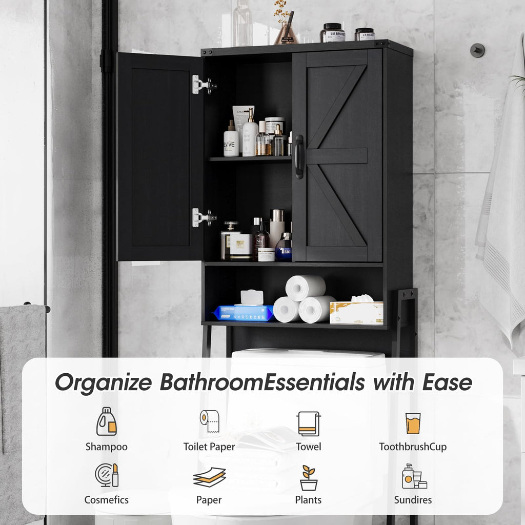 Over The Toilet Storage Cabinet with 2-Door Design Black P502064