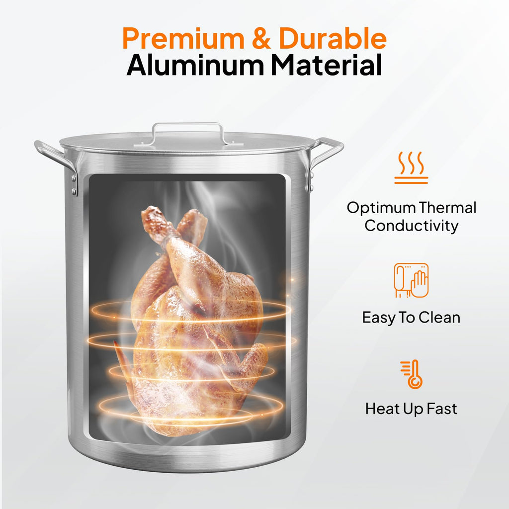 30QT Aluminum Turkey Fryer Pot & Seafood Boil Pot with Strainer Basket S204496