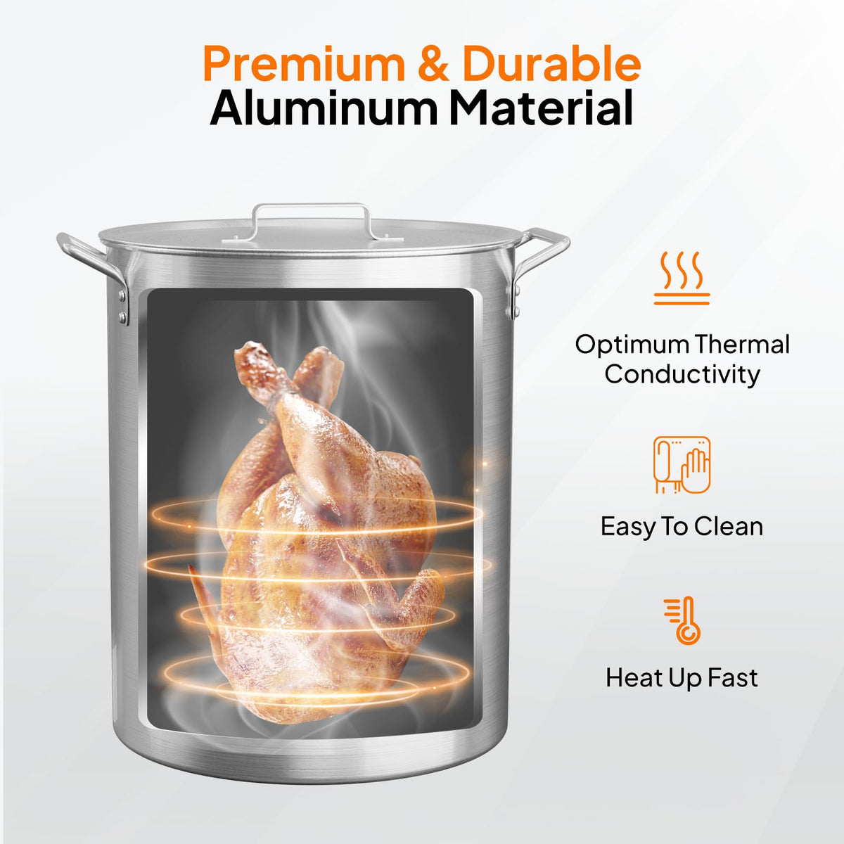 30QT Aluminum Turkey Fryer Pot & Seafood Boil Pot with Strainer Basket S204496