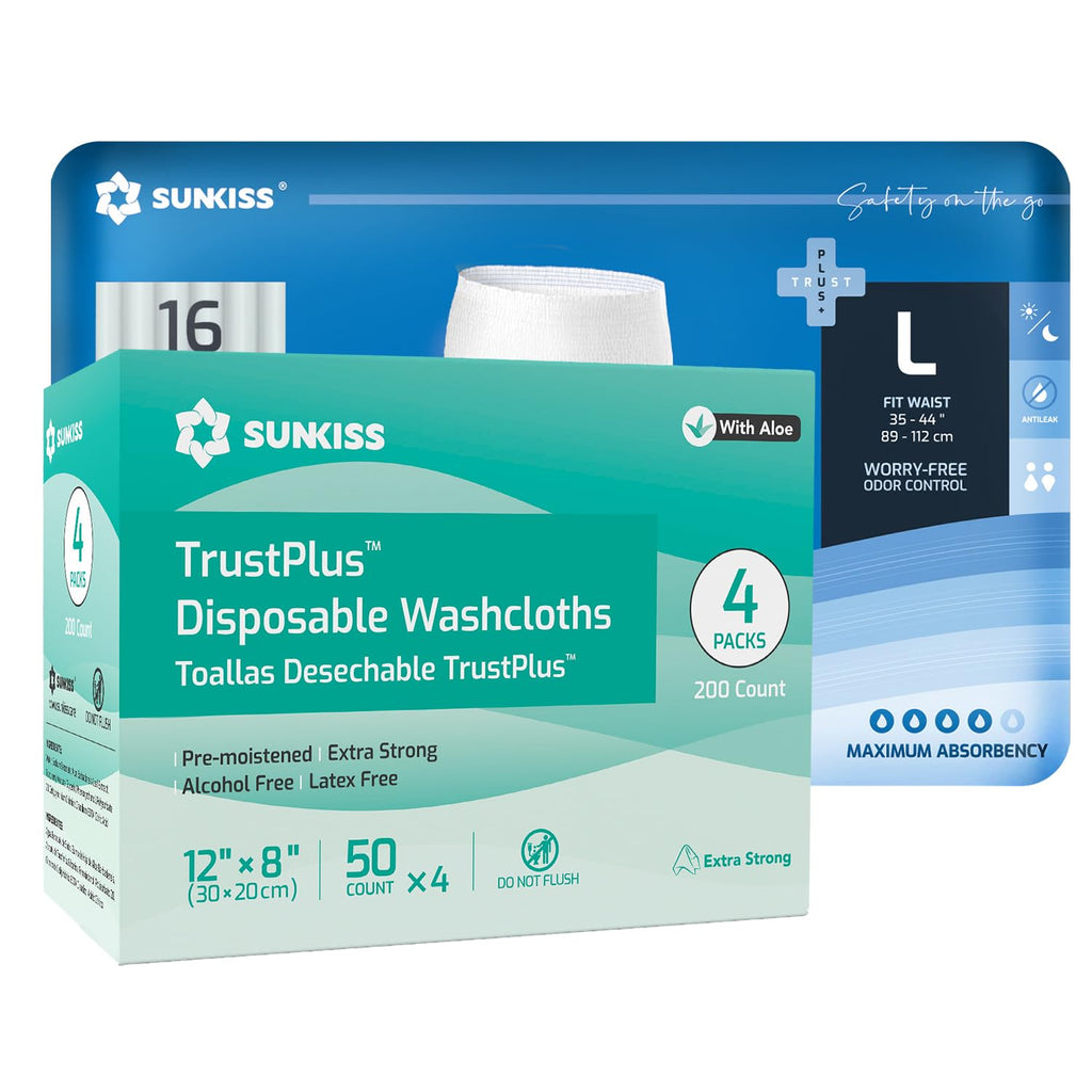 Large Incontinence Disposable Underwear 16 Count & Wet Wipes 200 Count J410321