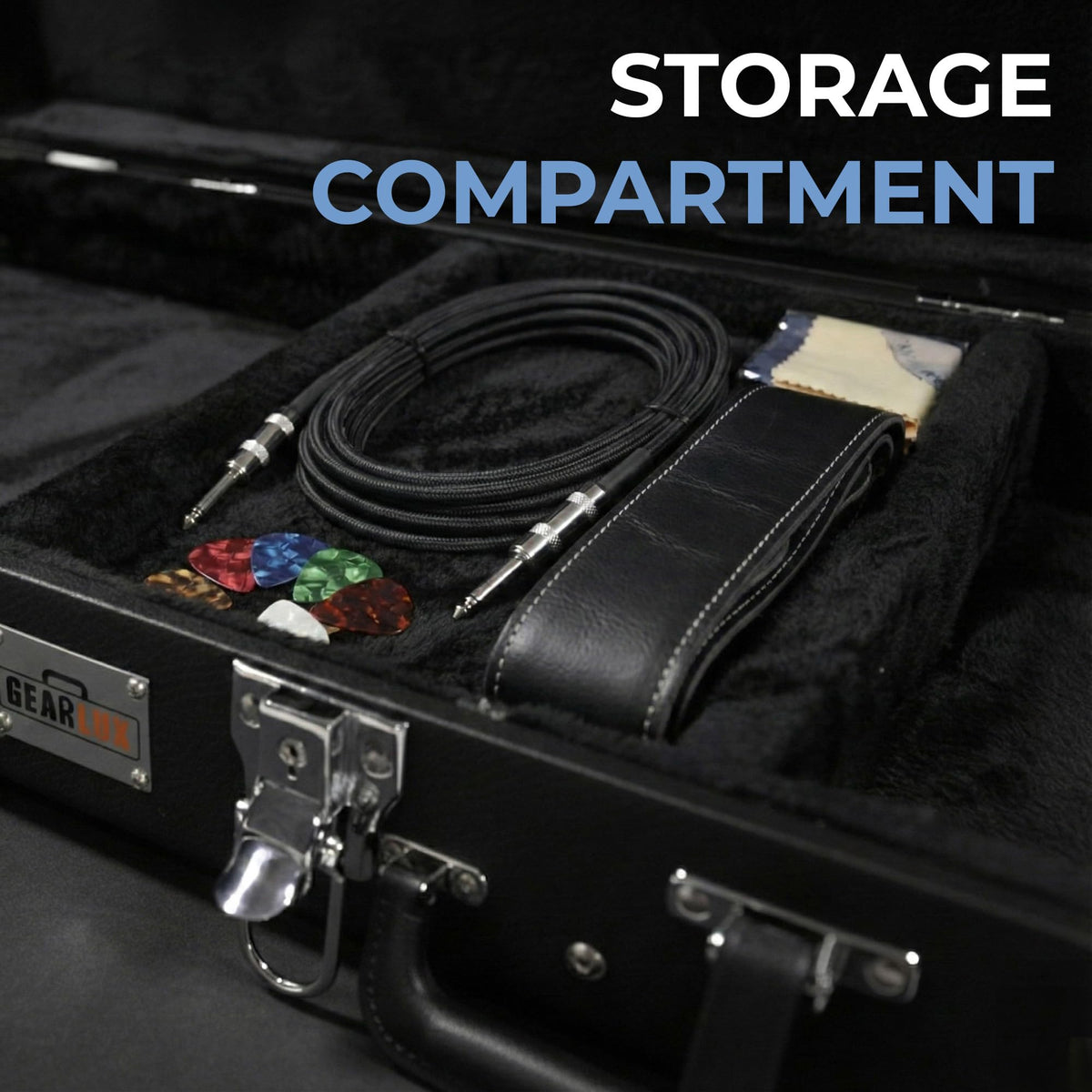 Electric Guitar Hard Case with Lock and Key, Black D75962