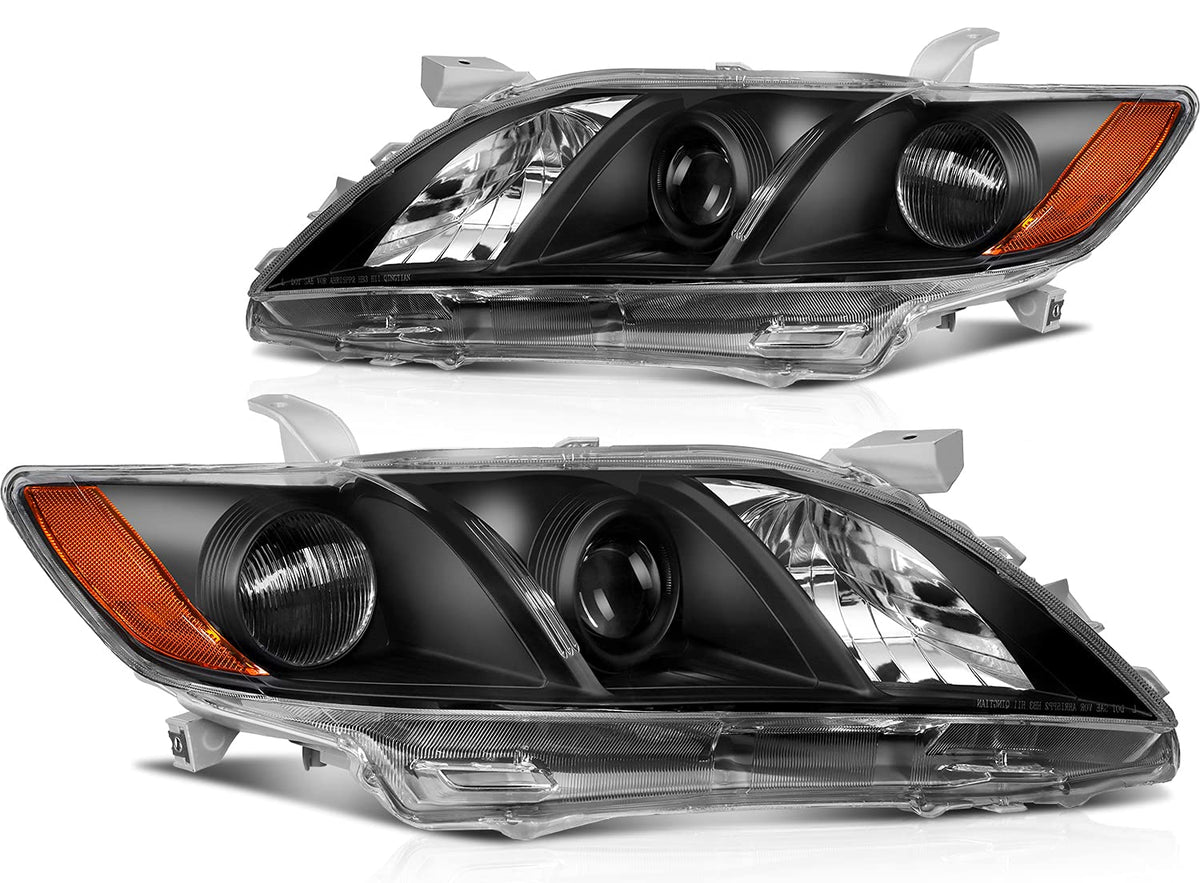 Black Housing Amber Reflector Clear Lens Headlight Assemblies R56502