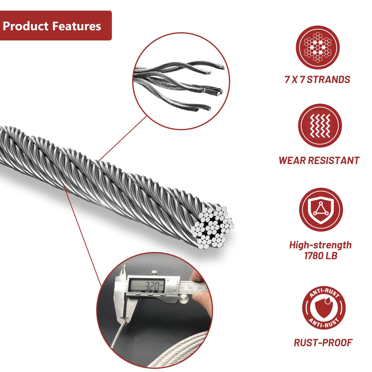 1/8 T316 Stainless Steel Cable 1000FT I92438