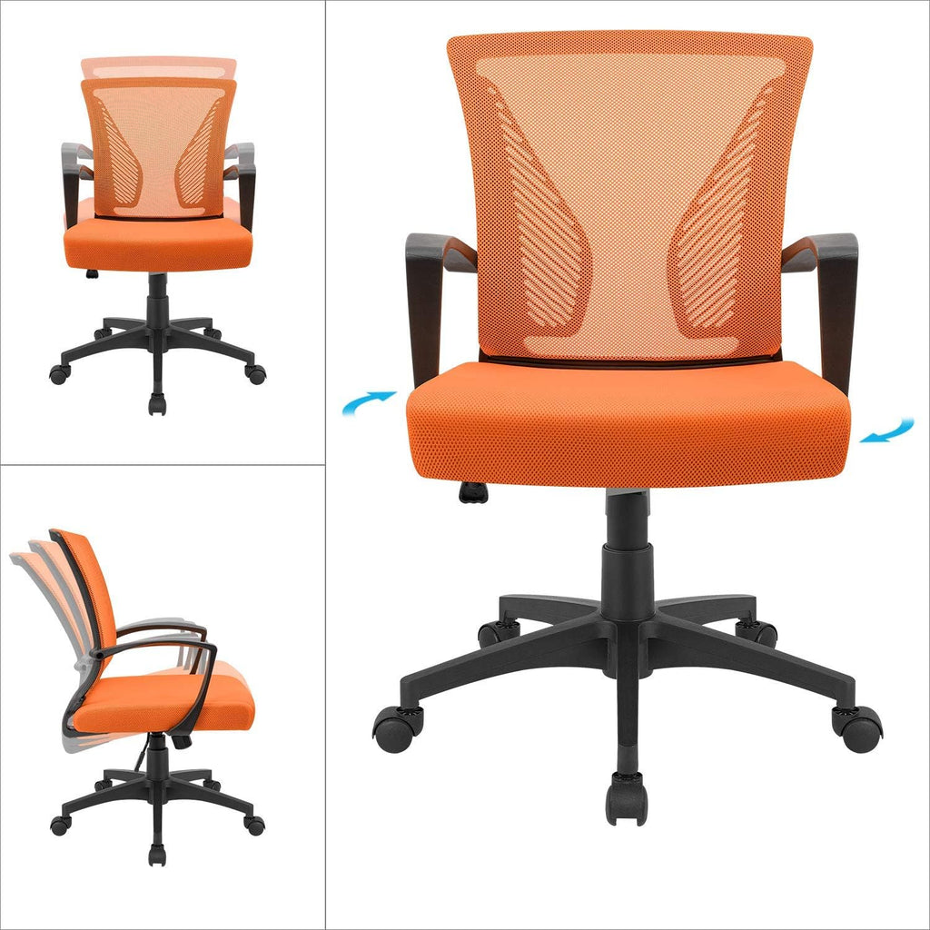 Orange Mesh Ergonomic Office Chair with Armrest Y29723