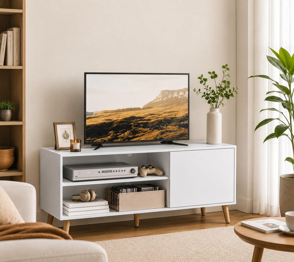 White TV Stand with Storage Cabinet X92807