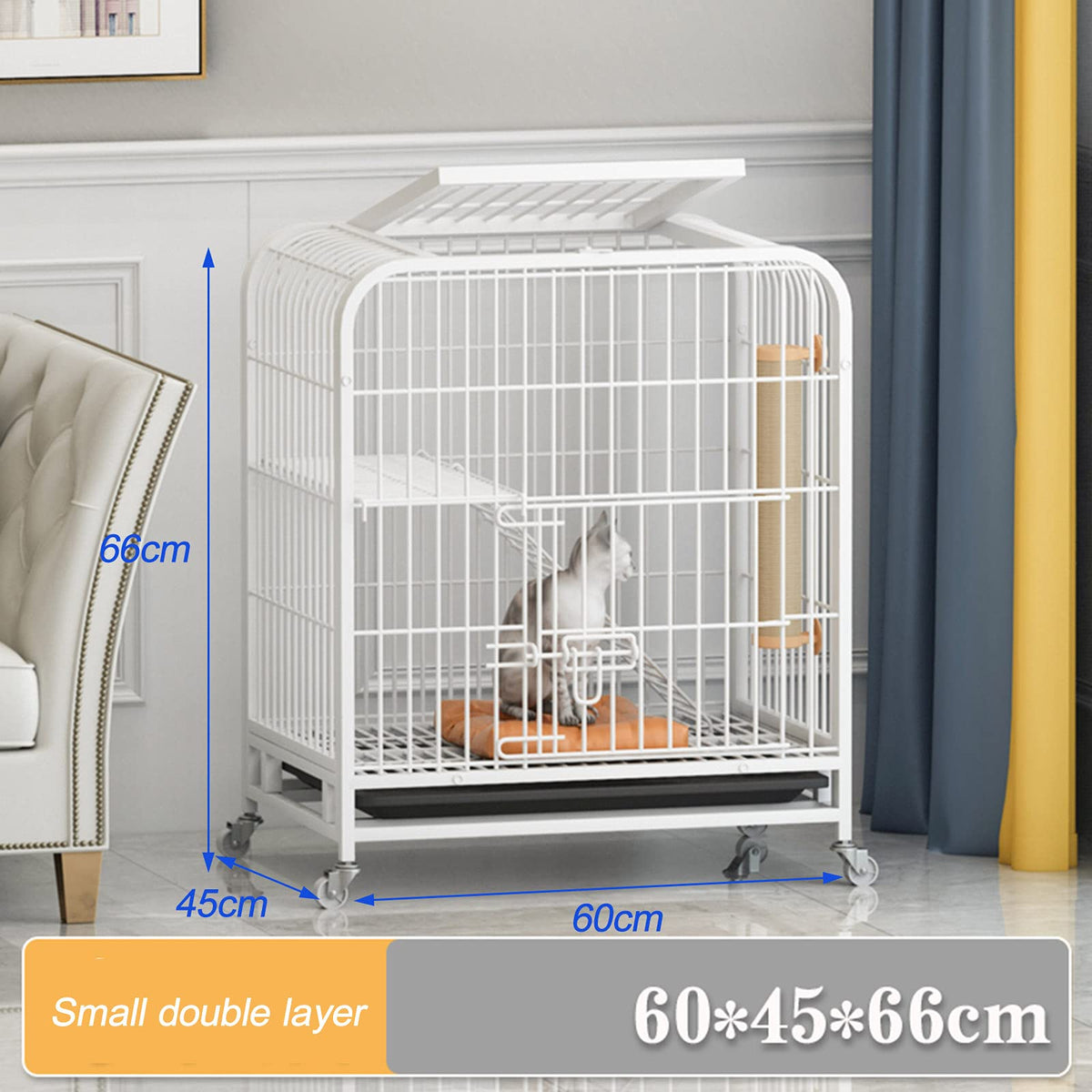 3-Tier Metal Wire Cat Cage with Hammock and Casters K90841