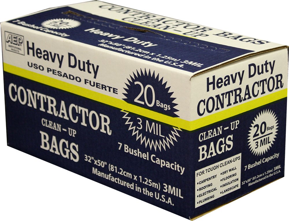 Heavy Duty Contractor Bags, 32" x 50", 3 ml (Pack of 20) U6042