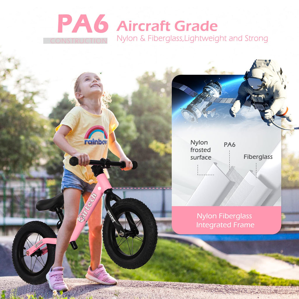 12" No Pedal Balance Bike with Inflatable Rubber Tires W8954