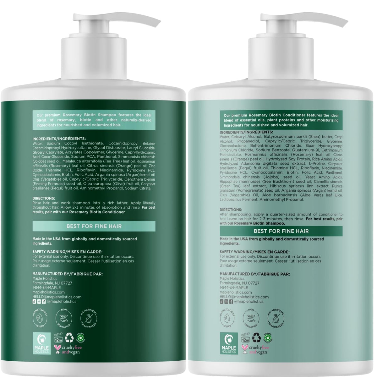 Biotin Rosemary Shampoo and Conditioner Set 32 Fl Oz Each K227
