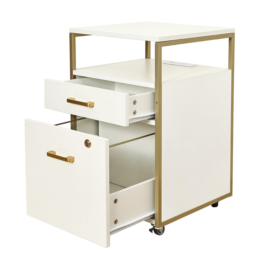 2 Drawer Rolling File Cabinet with Lock H1280