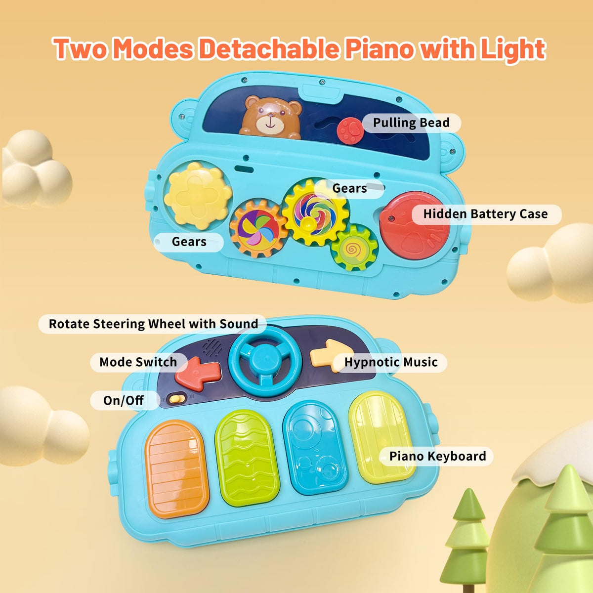 Baby Gym Play Mat & Baby Walker with Music and Light Q6675