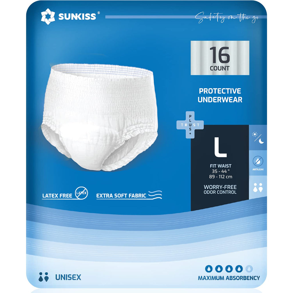 Large Incontinence Disposable Underwear 16 Count & Wet Wipes 200 Count J410321
