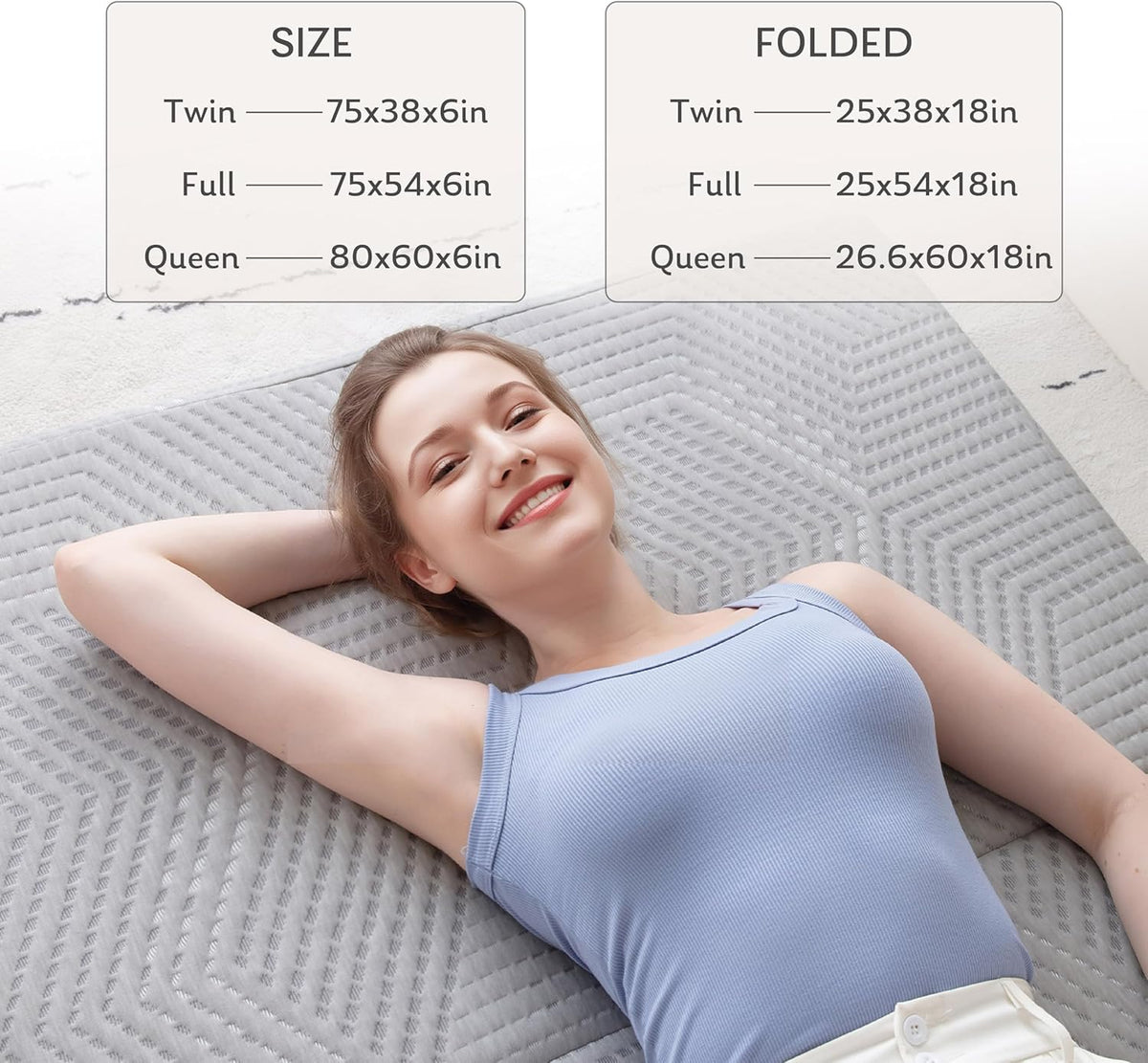 6 inch Twin Memory Foam Folding Mattress S121