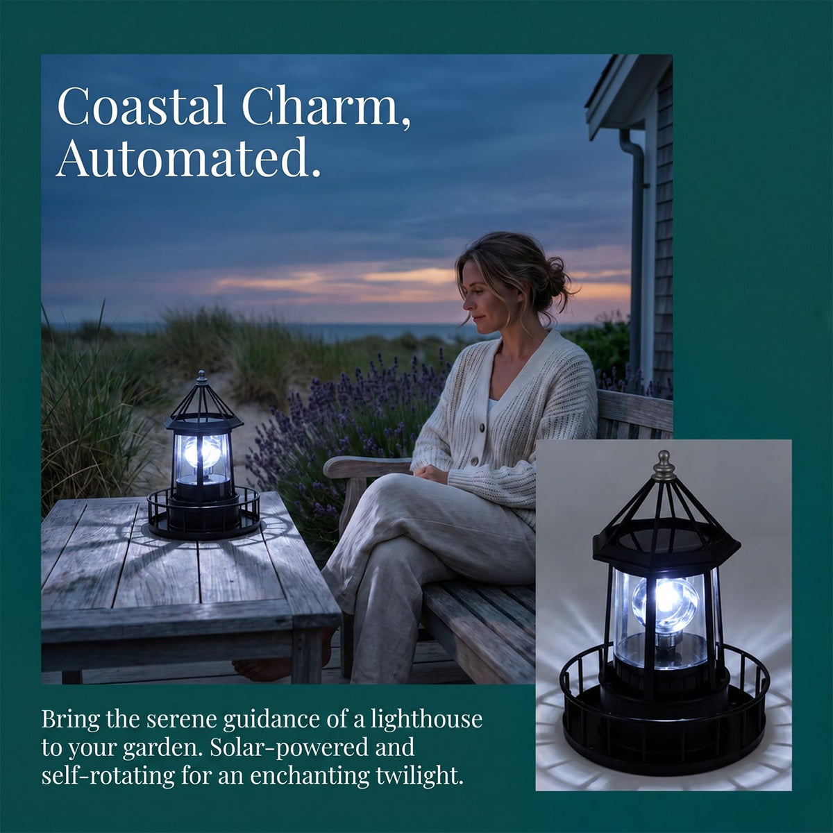 Solar Lighthouse Rotating LED Light IP65 Waterproof Outdoor Lamp X583208