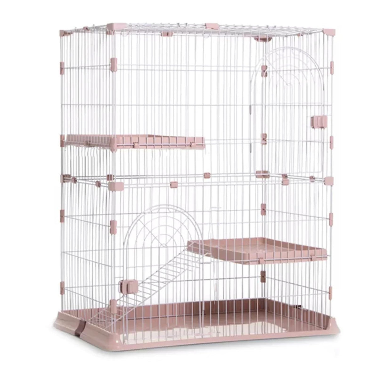3/4-Tier Wire Cat Cage Playpen with Hammock and Platforms C11182