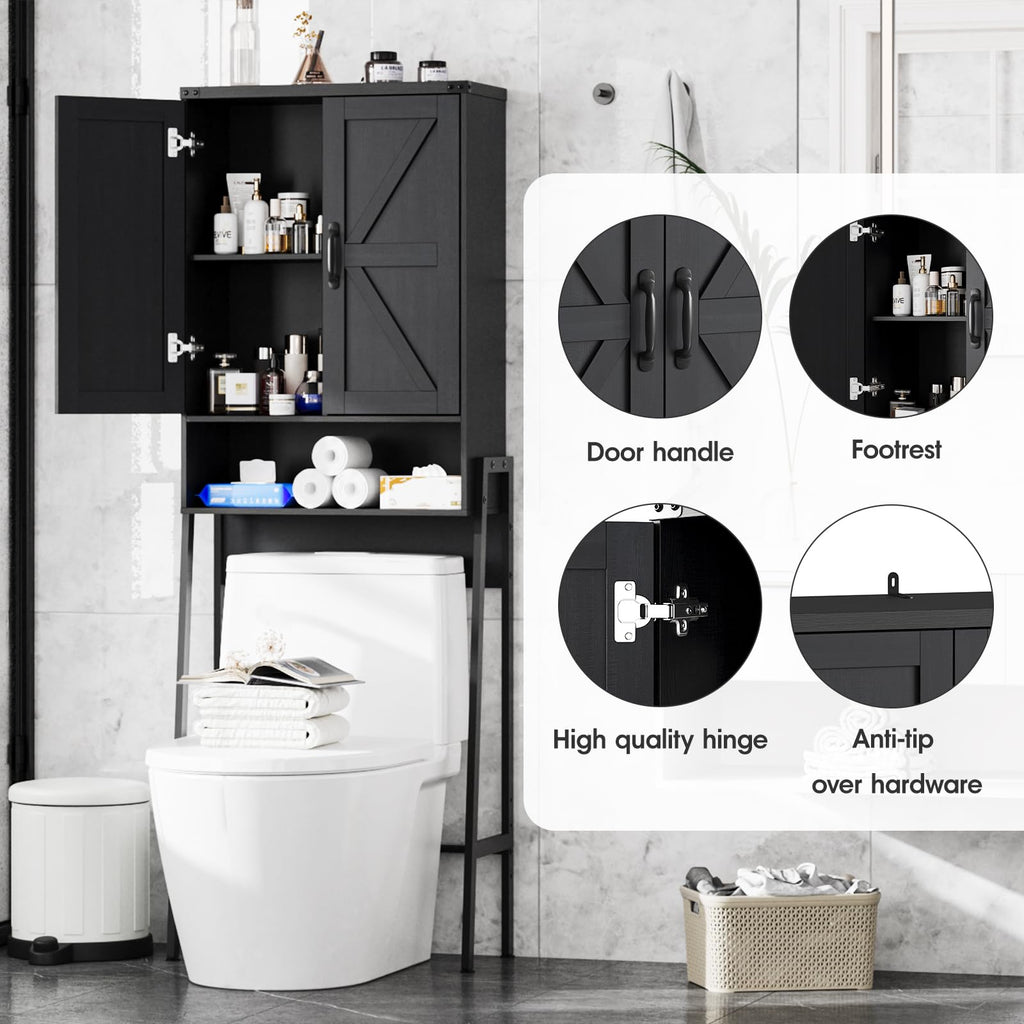 Over The Toilet Storage Cabinet with 2-Door Design Black P502064