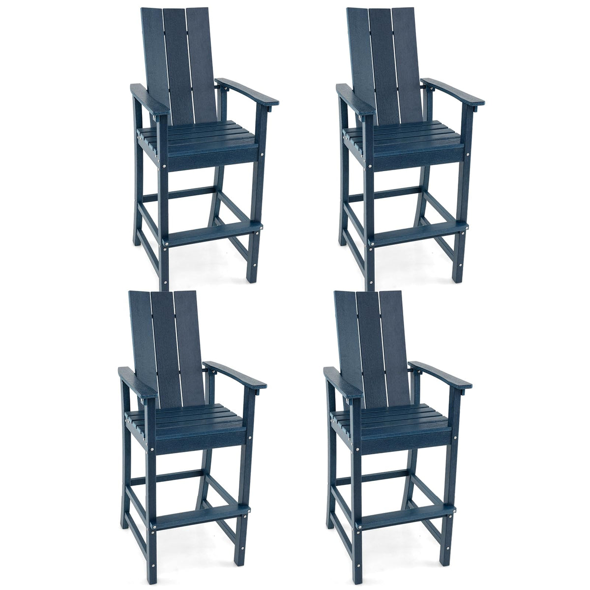 52” Tall HDPE Adirondack Chair Set of 4 Navy E73032