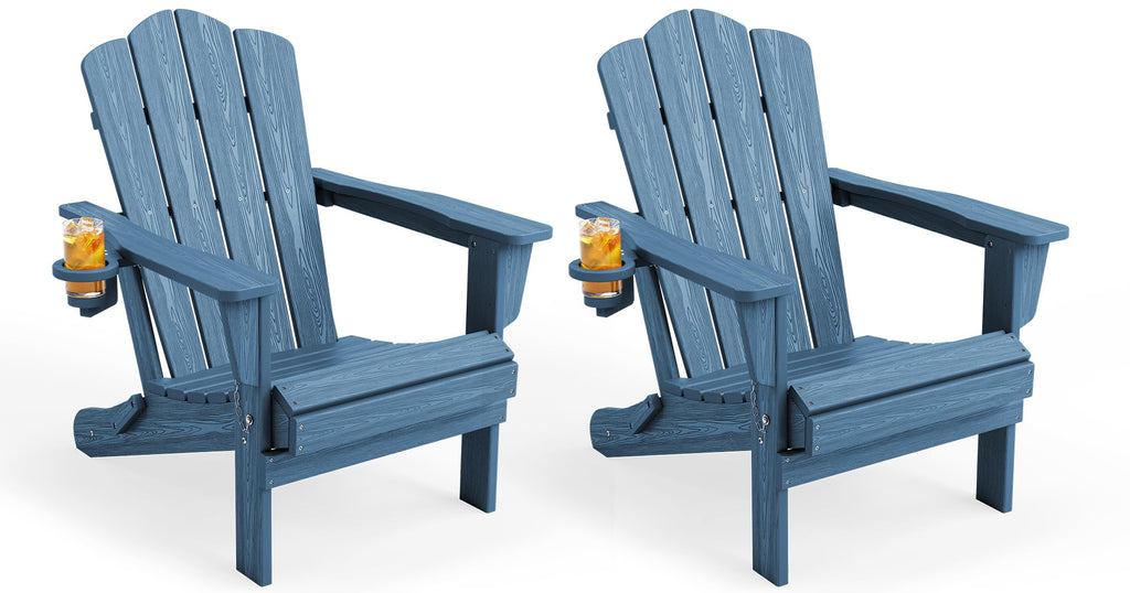 Folding Adirondack Chair Set of 2 with Cup Holder H602
