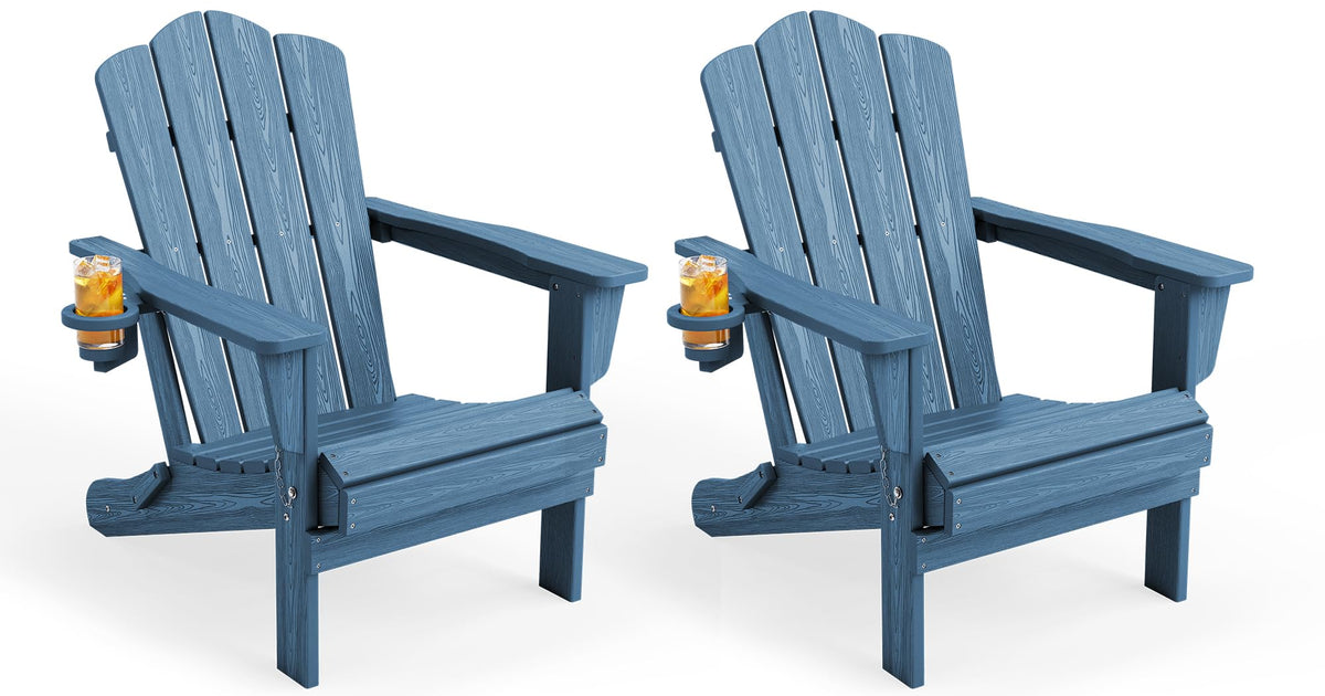 Folding Adirondack Chair Set of 2 with Cup Holder H602