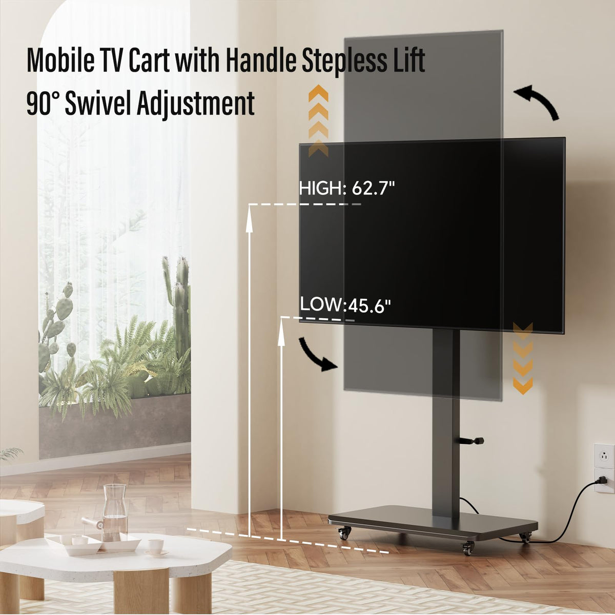 Mobile TV Stand with Power Outlet and Wheels M7466