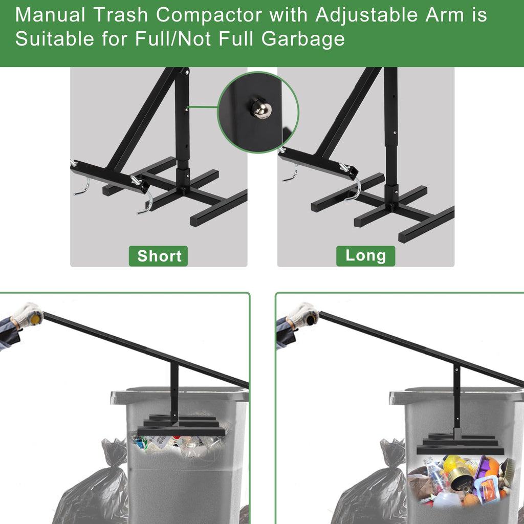 Black Manual Trash Compactor Adjustable Handle B817719