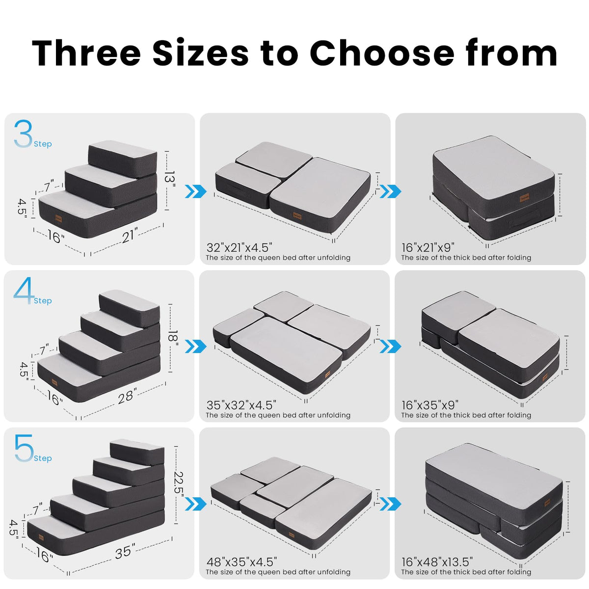4-Step Adjustable Foldable Non-Slip Dog Stairs U737