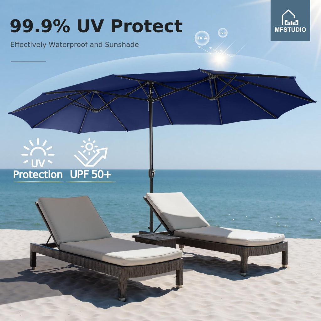 Navy Blue Double-Sided 15ft Patio Umbrella N24523